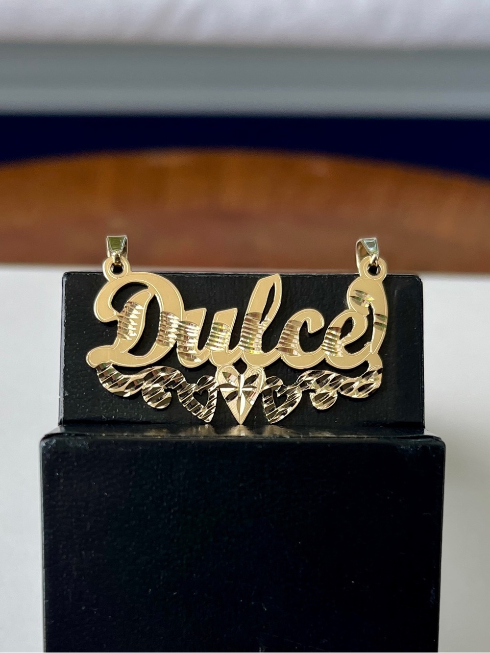 14K Solid Yellow Gold "Dulce" (“Sweet”) Nameplate Pendant